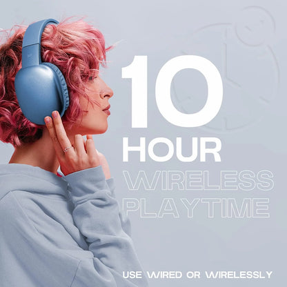 Experience Unmatched Sound Quality with iJoy Ultra Wireless Over-Ear Bluetooth Headphones - Noise Cancelling, Foldable Design, and Built-in Mic in Stylish Blue
