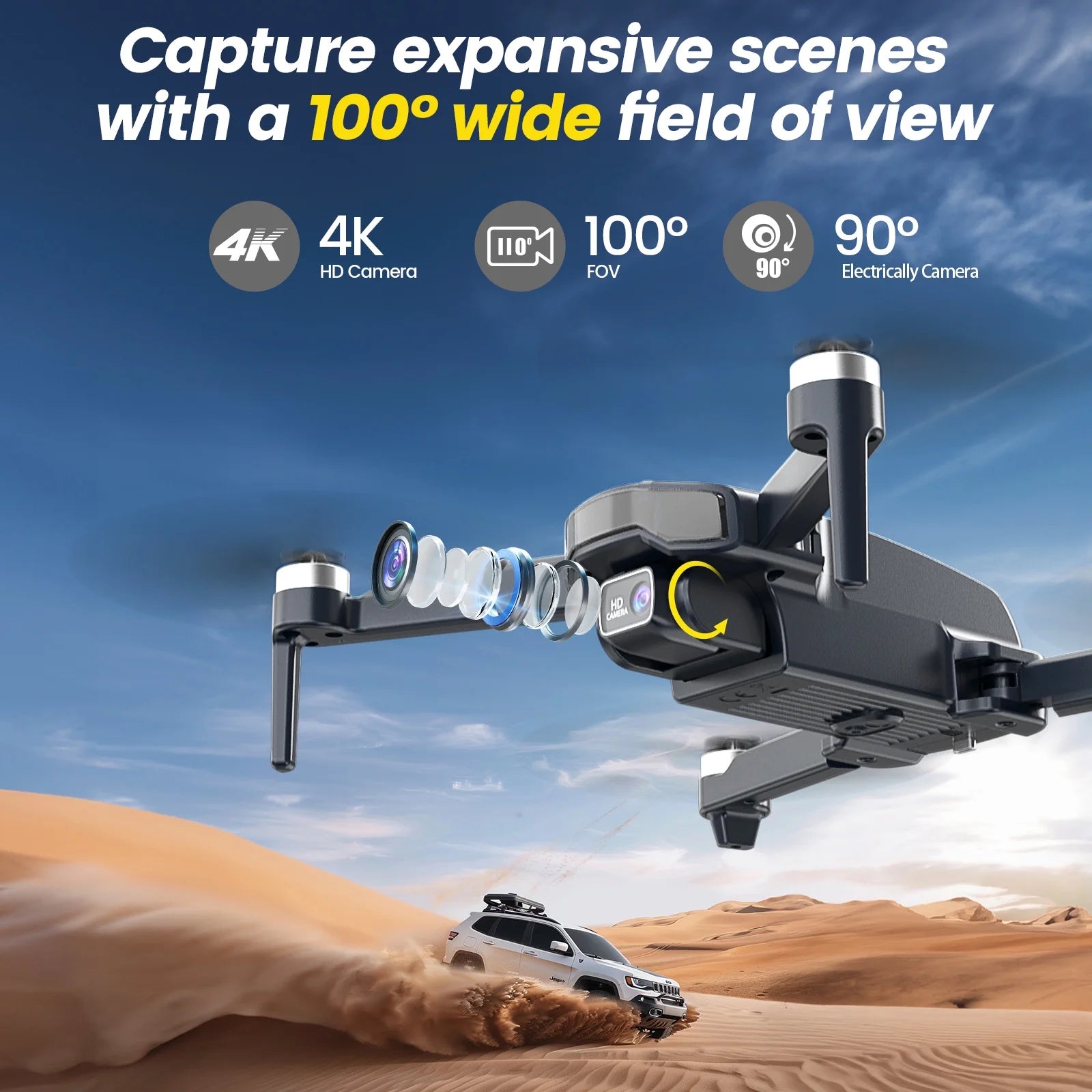 Experience Stunning Aerial Views with the WF31 4K GPS Foldable Drone - 50 Minutes of Flight Time for Captivating Adventures