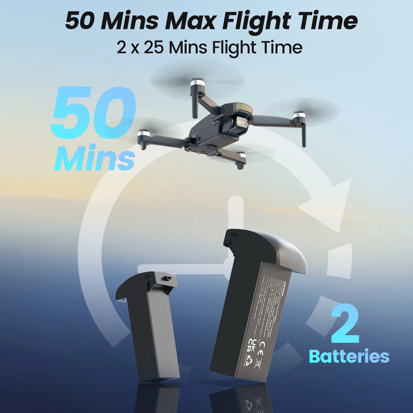 Experience Stunning Aerial Views with the WF31 4K GPS Foldable Drone - 50 Minutes of Flight Time for Captivating Adventures