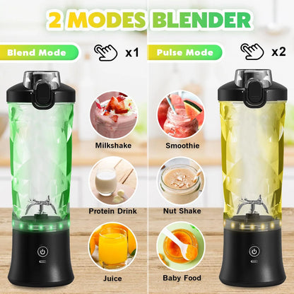 Ultimate Portable Blender with Insulated Carrying Case & Recipe Book - 20 oz Electric Protein Shaker for Smoothies and Shakes, USB-C Rechargeable Travel Lid