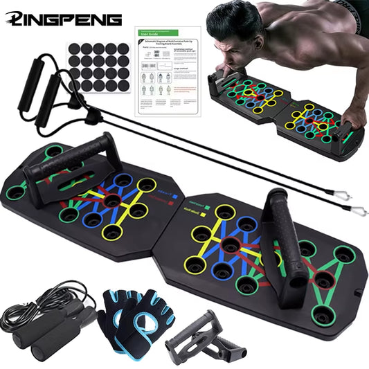 Revolutionize Your Workouts with the Portable Multifunctional Push-Up Board Set - The Ultimate Foldable Fitness Equipment for Total Body Strength Training