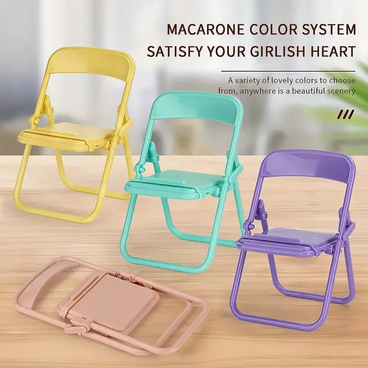 Charming 4-Piece Mini Chair Stand Set - The Perfect Blend of Whimsy and Functionality for Your Phone!