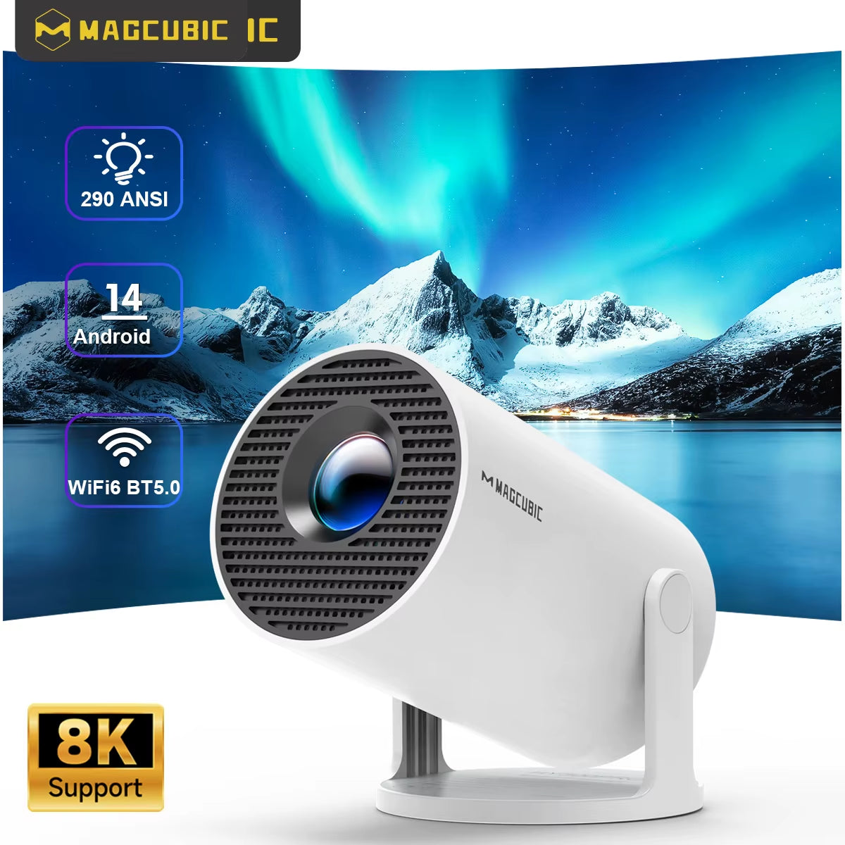 Experience Stunning 8K Visuals with the HY300 Pro Projector - Android 14, Dual Wifi6, and Bluetooth 5.4 for Your Ultimate Home Cinema!