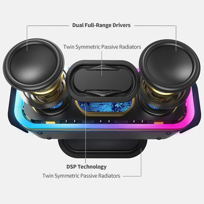 SoundBox Pro+ Bluetooth Speaker - Experience 24W Immersive Stereo Sound with Booming Bass, Waterproof Design, and 15 Hours of Playtime - Perfect for Outdoor Parties and Adventures!
