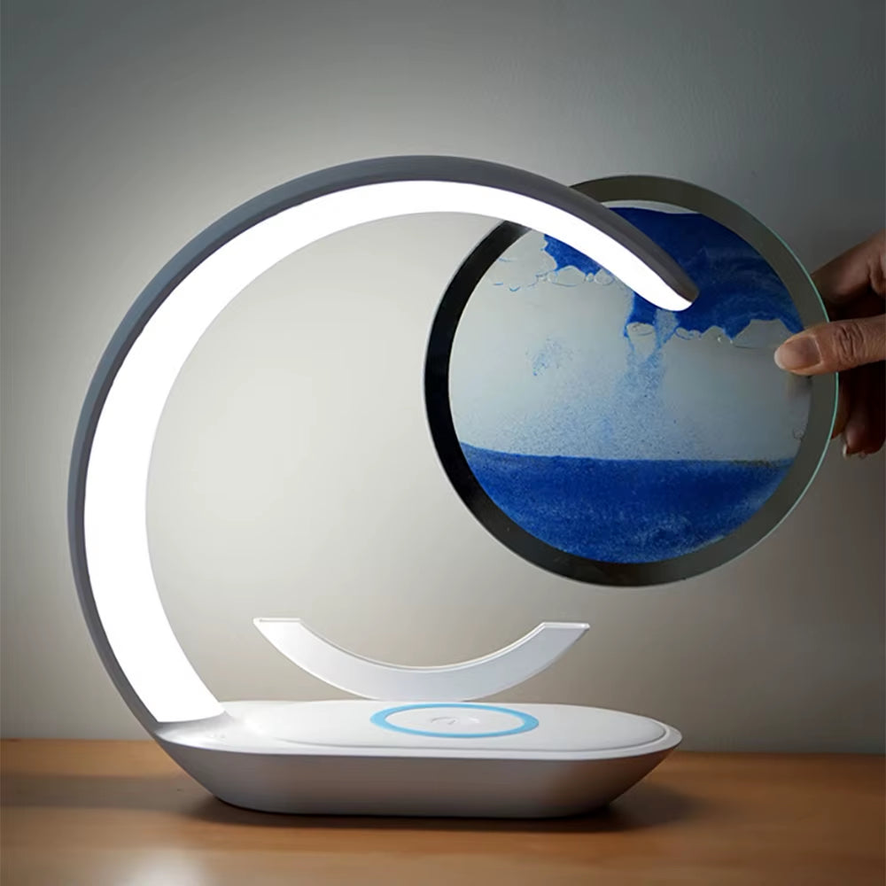 Elevate Your Space with the 15W Fast Wireless Charger & Quicksand Night Lamp - Perfect for iPhone 16 Pro Max!