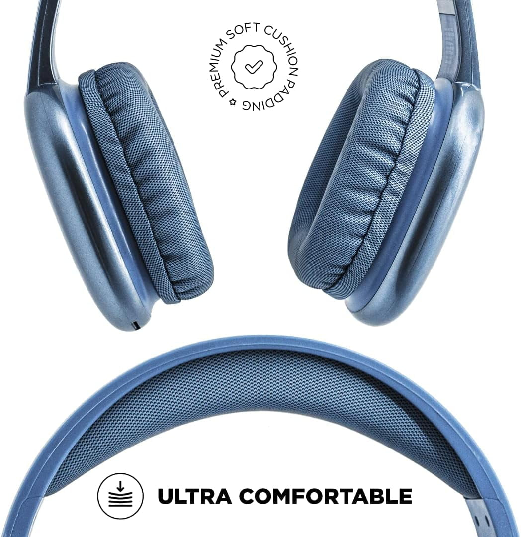 Experience Unmatched Sound Quality with iJoy Ultra Wireless Over-Ear Bluetooth Headphones - Noise Cancelling, Foldable Design, and Built-in Mic in Stylish Blue