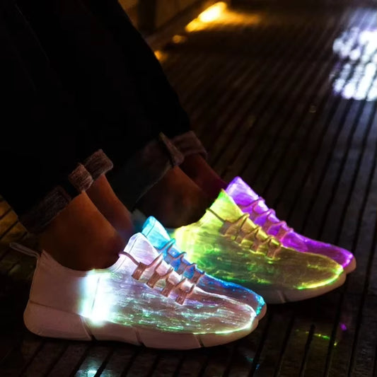 Vibrant Fiber Optic Light-Up Sneakers for Kids - USB Rechargeable and Perfect for All Seasons
