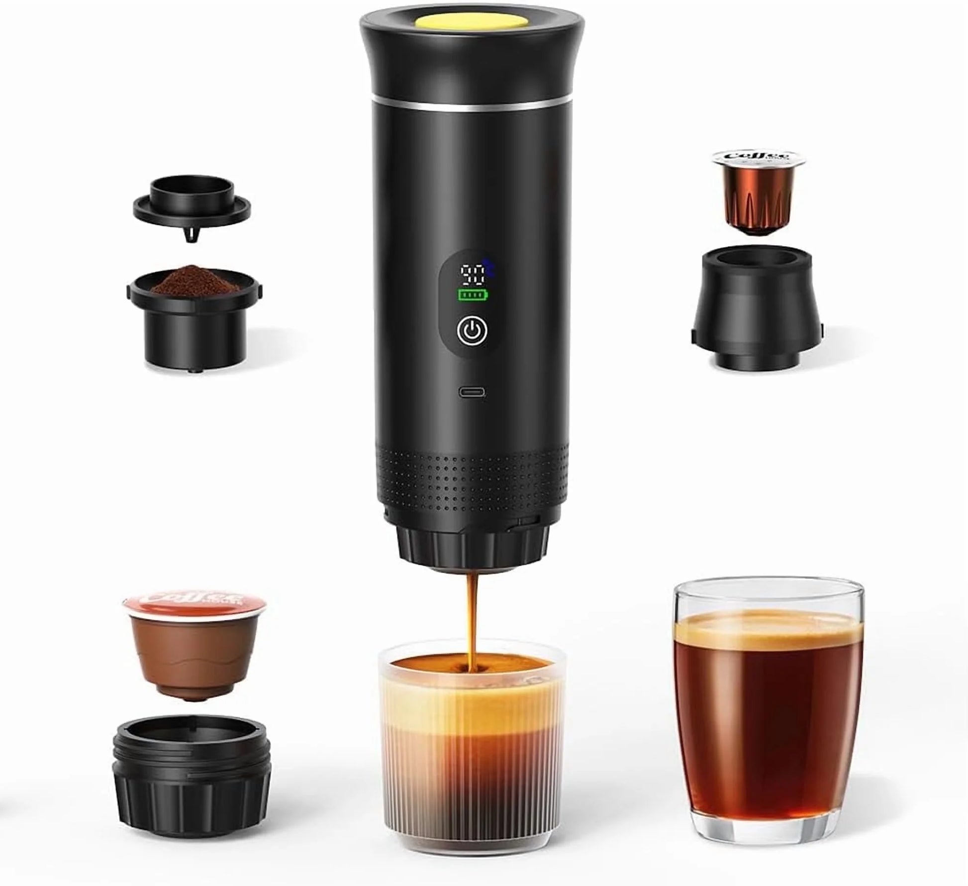 Experience Barista-Quality Espresso Anywhere with the Ultimate 3-In-1 Travel Espresso Maker - Self-Heating, USB-C Powered, 20 Bar Pressure, Perfect for Your Adventures!