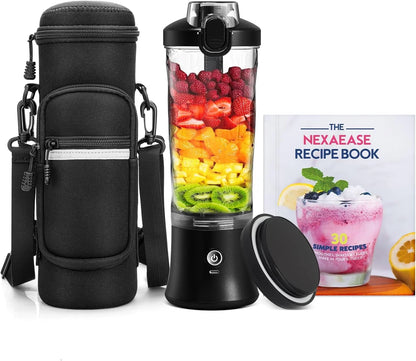 Ultimate Portable Blender with Insulated Carrying Case & Recipe Book - 20 oz Electric Protein Shaker for Smoothies and Shakes, USB-C Rechargeable Travel Lid