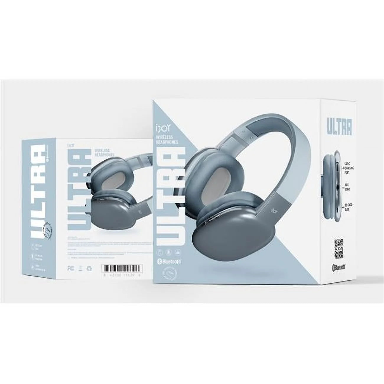 Experience Unmatched Sound Quality with iJoy Ultra Wireless Over-Ear Bluetooth Headphones - Noise Cancelling, Foldable Design, and Built-in Mic in Stylish Blue