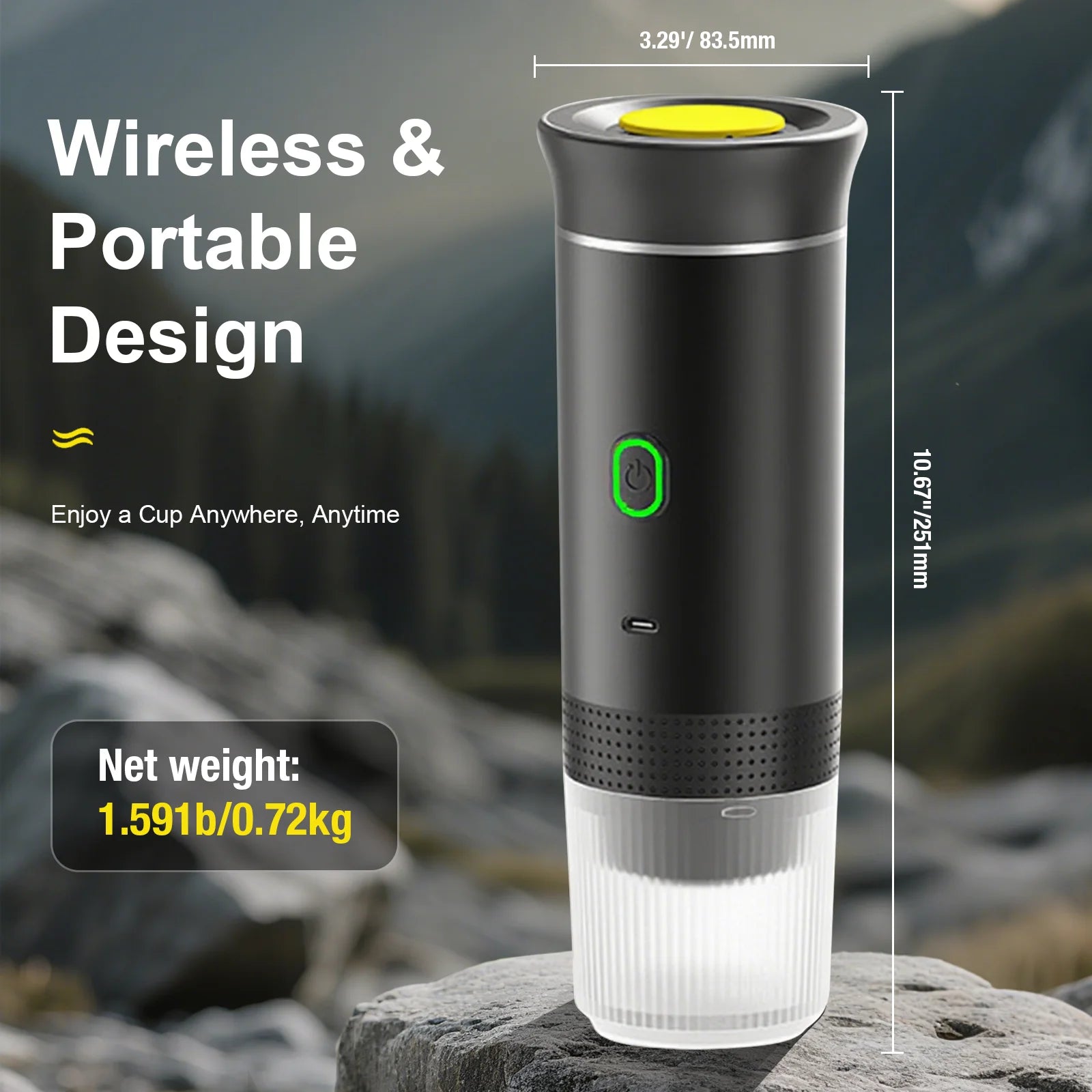 Experience Barista-Quality Espresso Anywhere with the Ultimate 3-In-1 Travel Espresso Maker - Self-Heating, USB-C Powered, 20 Bar Pressure, Perfect for Your Adventures!